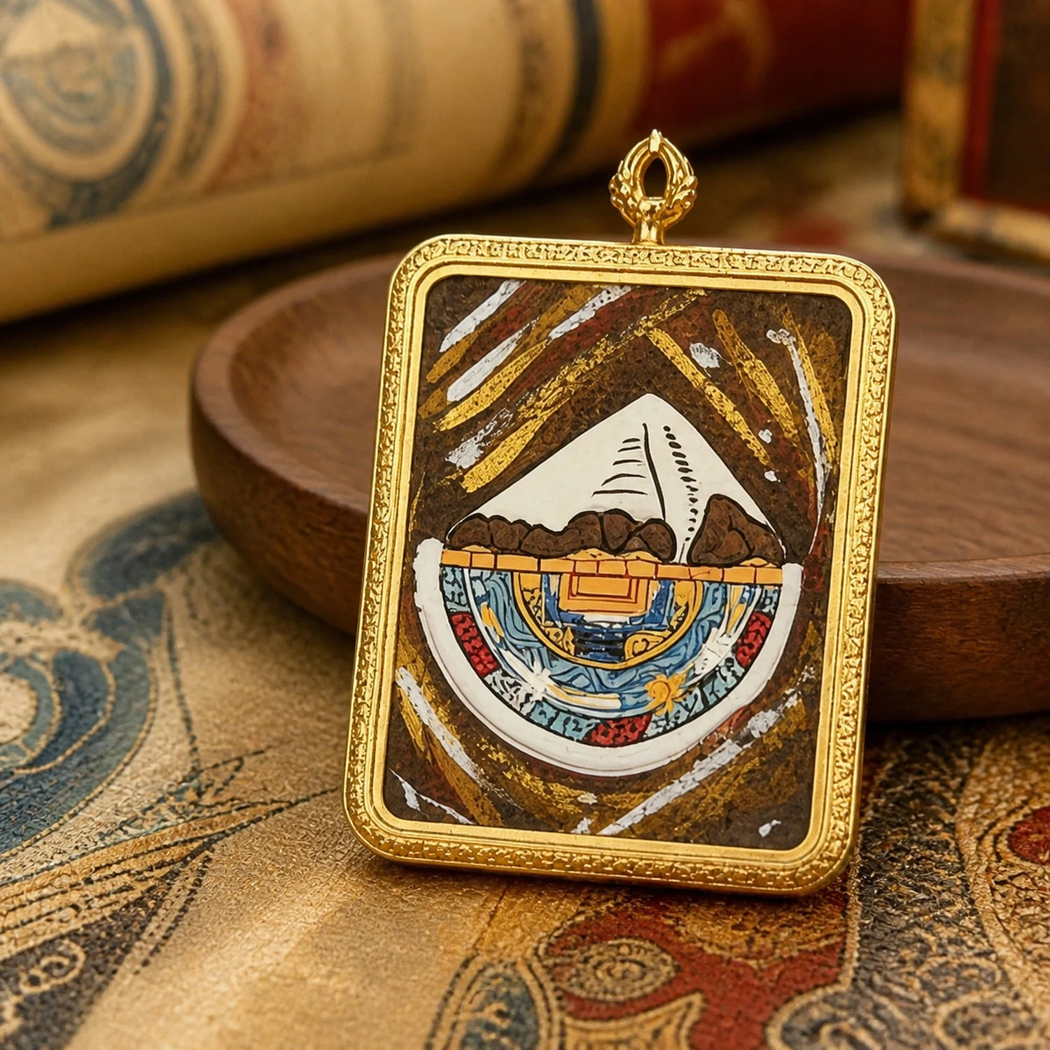 Hand-painted Mount Kailash pendant