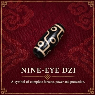 nine-eye-dzi-v2 Tibetan Dzi Bead for DIY Mala — 20 Sacred Motifs
