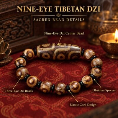 Nine-Eye Tibetan Dzi Guardian Bracelet