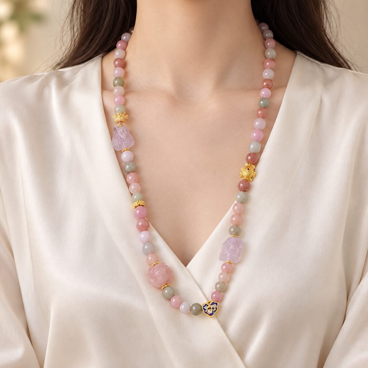 Pastel Harmony Jade Charm Chain