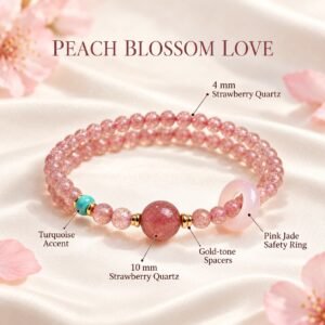 Strawberry Quartz Peach Blossom Love Bracelet