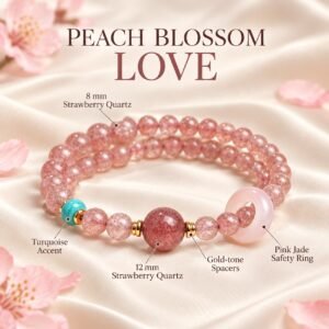 Strawberry Quartz Peach Blossom Love Bracelet