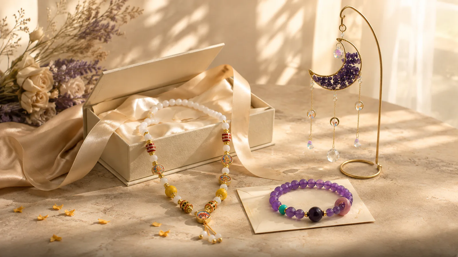 Personalized spiritual jewelry presented in a meaningful gift box