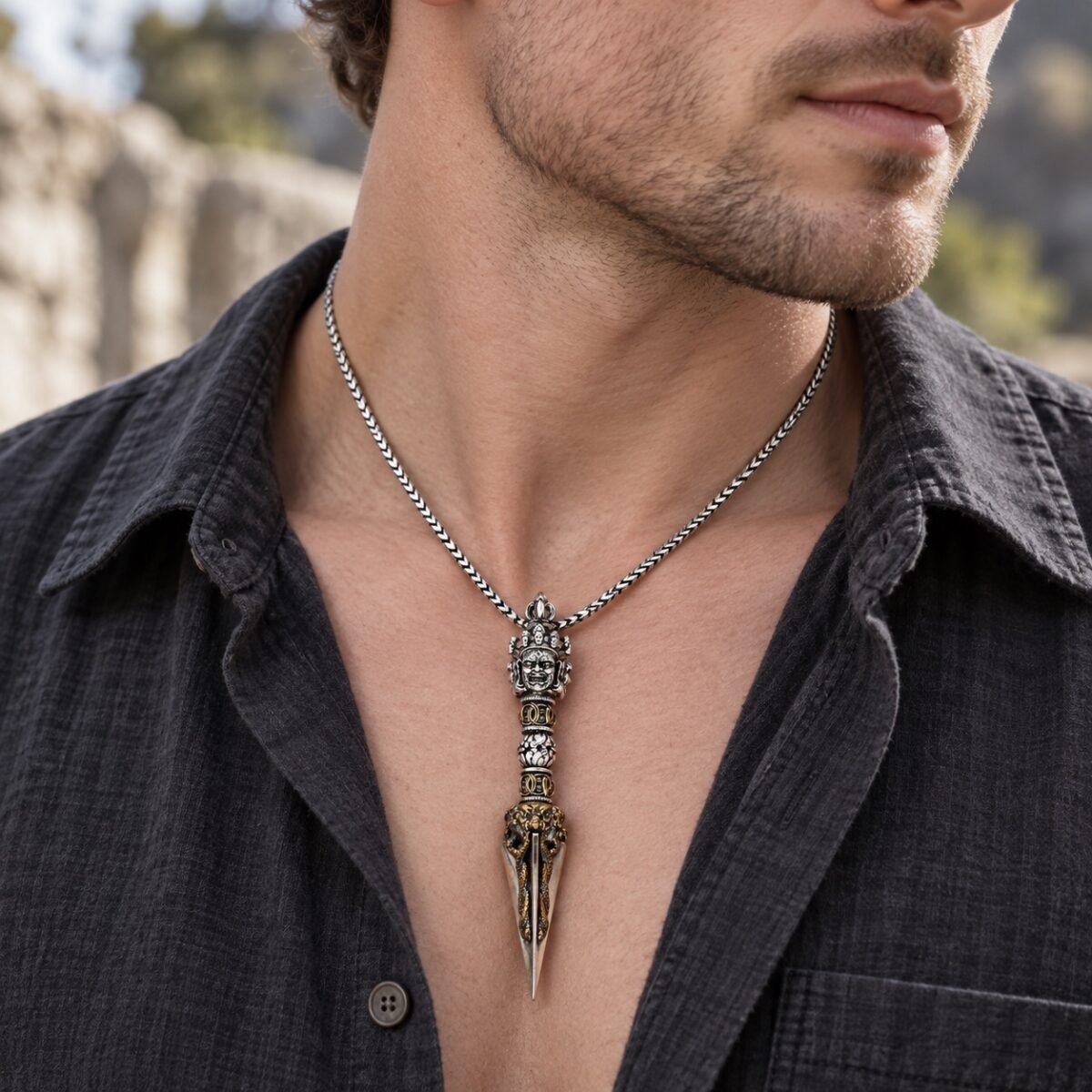 Tibetan Phurba Protection Amulet Necklace