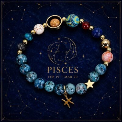 Pisces Blue Horizon Zodiac Stone Bracelet