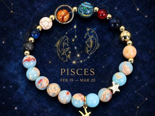 pisces-zodiac-light-planetary-bead-bracelet-01-product-v2 Pisces Planetary Bracelet with sky-blue, cream, and pale marbled natural-stone beads