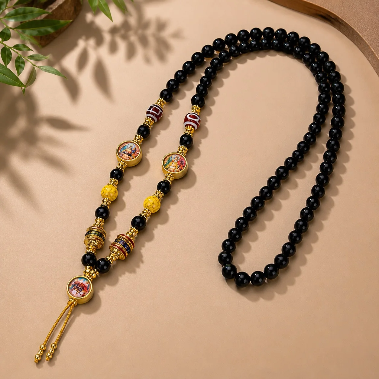 Black Agate Thangka Protection Pendant Chain