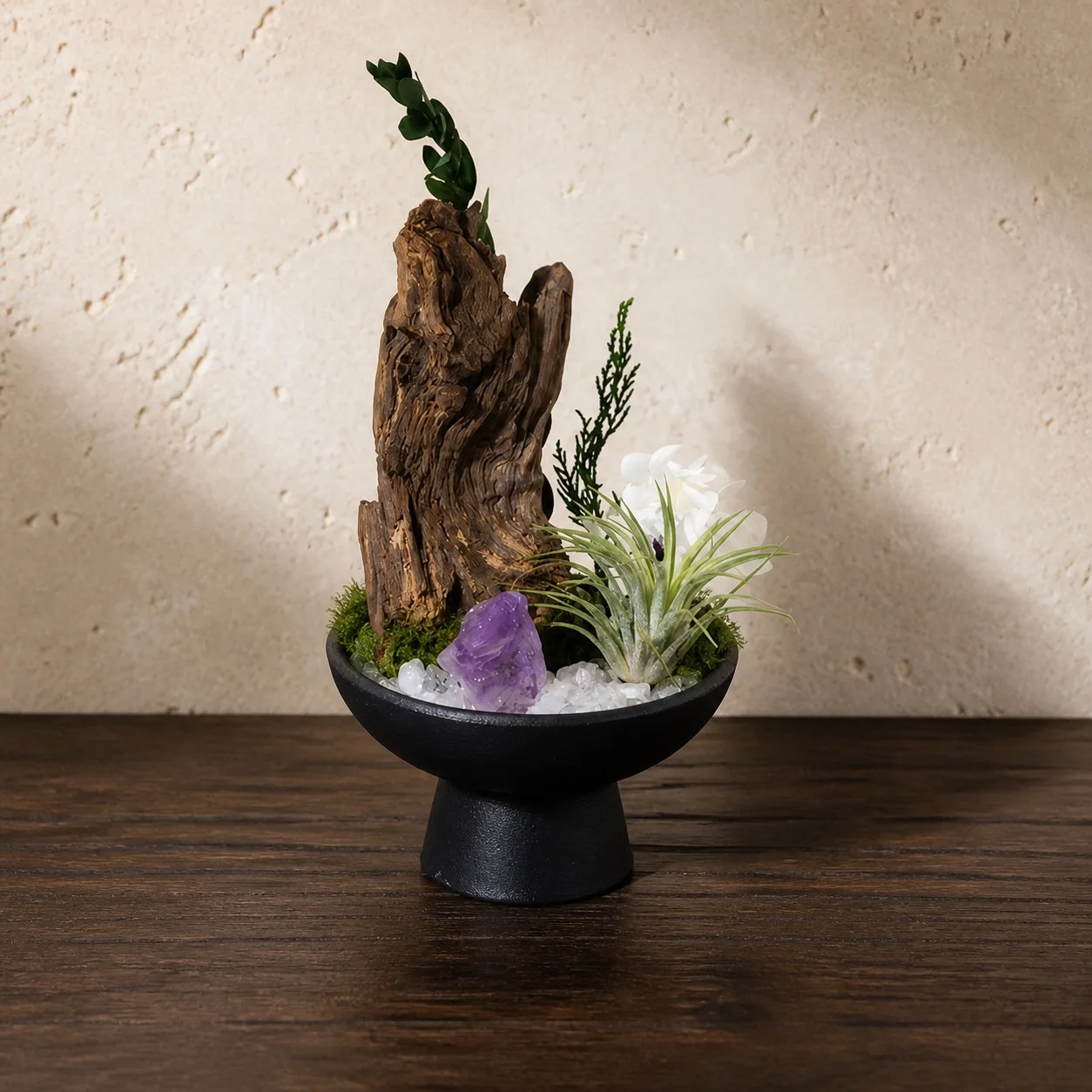 Clear quartz and amethyst Crystal Root Garden Altar