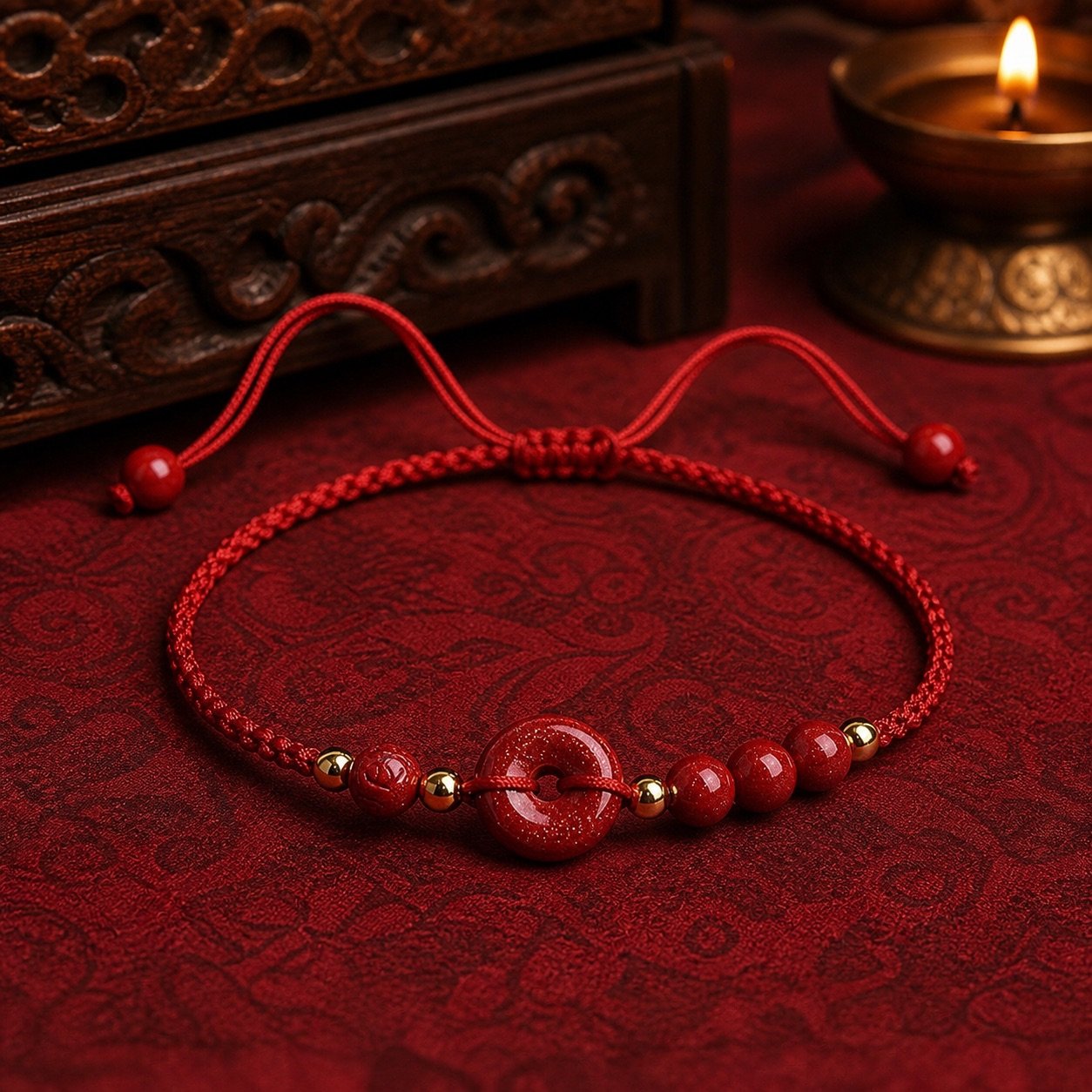 Red Cinnabar Peace Knot Bracelet