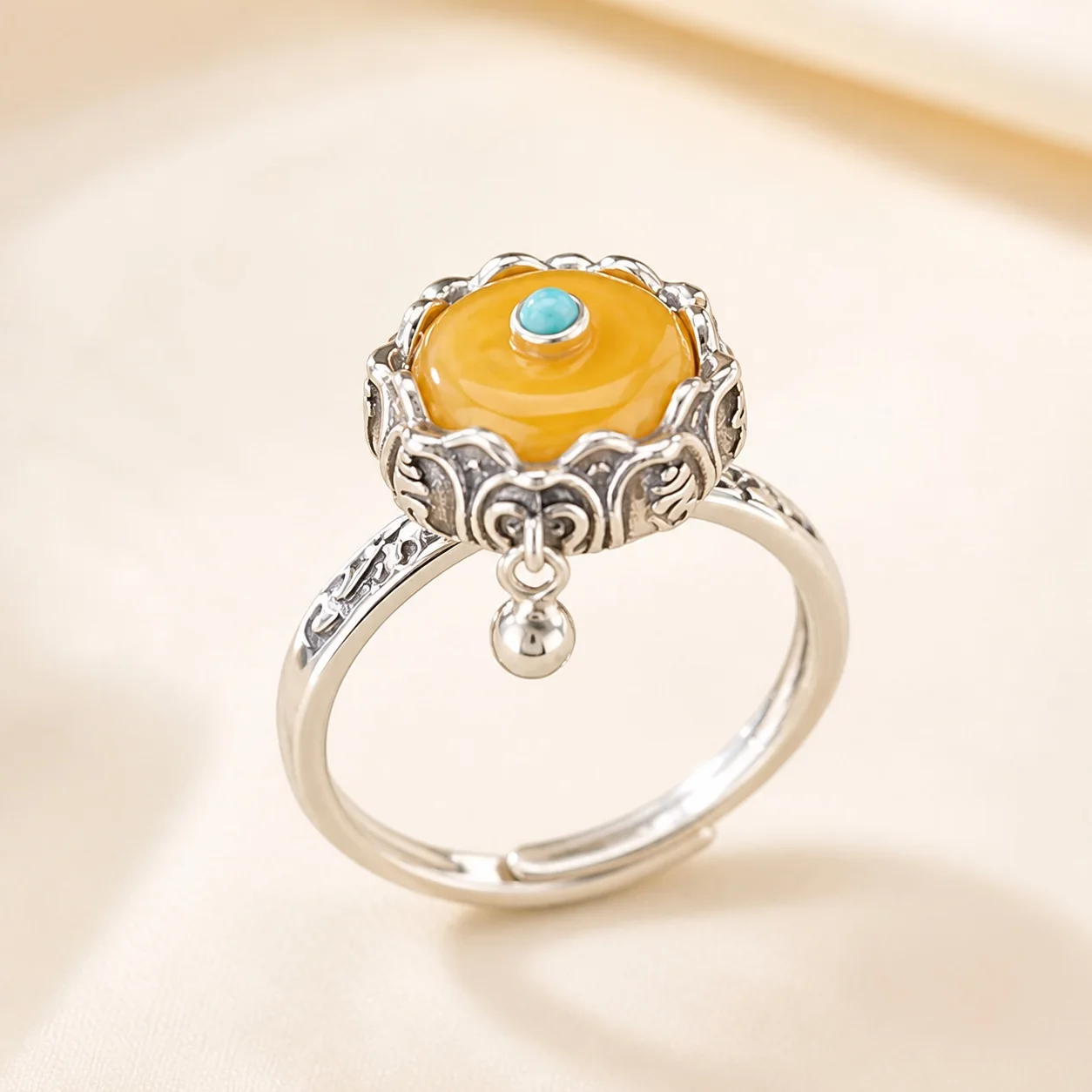 Rotating Prayer Wheel Protection Ring