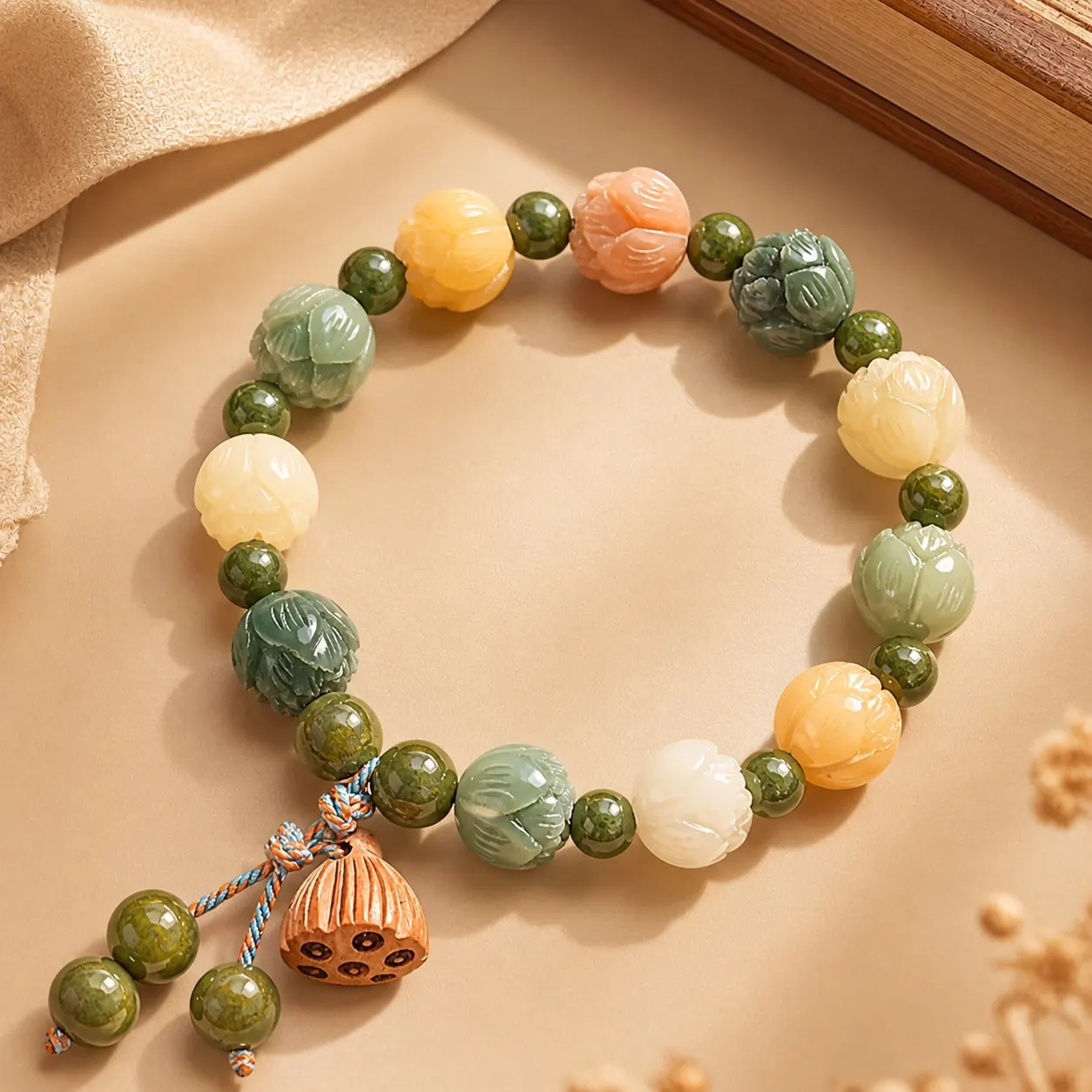 Lotus Moss Agate Bracelet