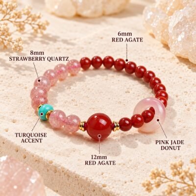 Red Agate Strawberry Quartz Vitality Bracelet