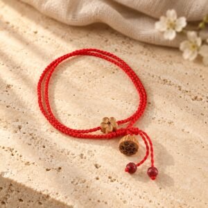 Red Cord Good Luck Peach Blossom Bracelet