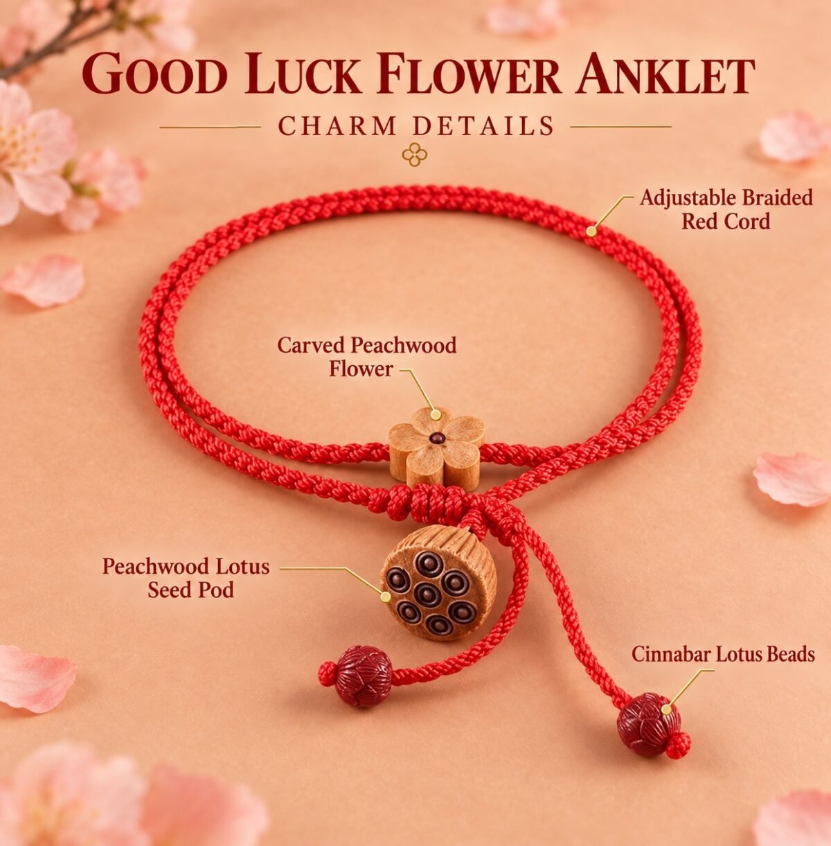 red-cord-good-luck-flower-anklet-04-accessories Red Cord Good Luck Peach Blossom Anklet