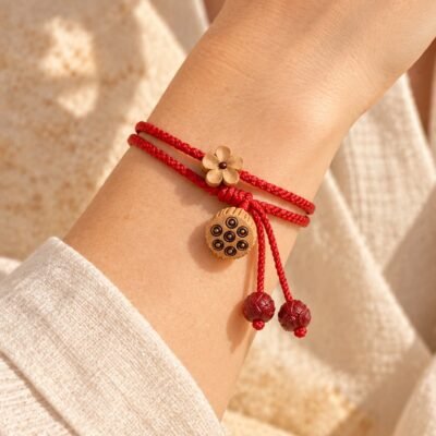 Red Cord Good Luck Peach Blossom Bracelet