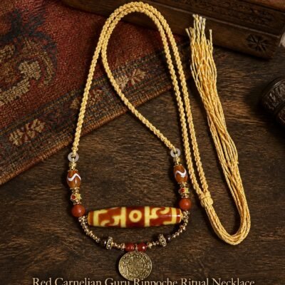 Red-Gold Guru Rinpoche Ritual Dzi Necklace