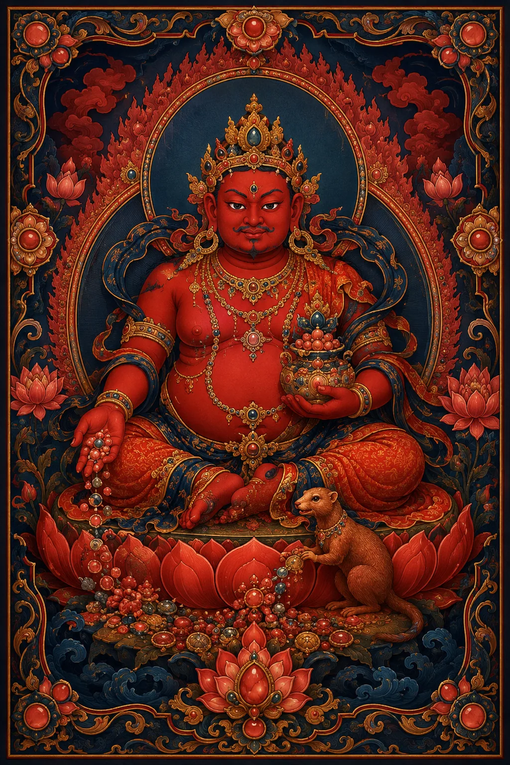 Red Jambhala editorial motif card