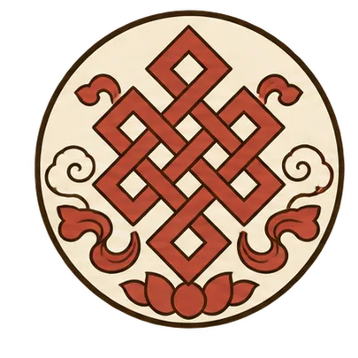 Red endless knot motif