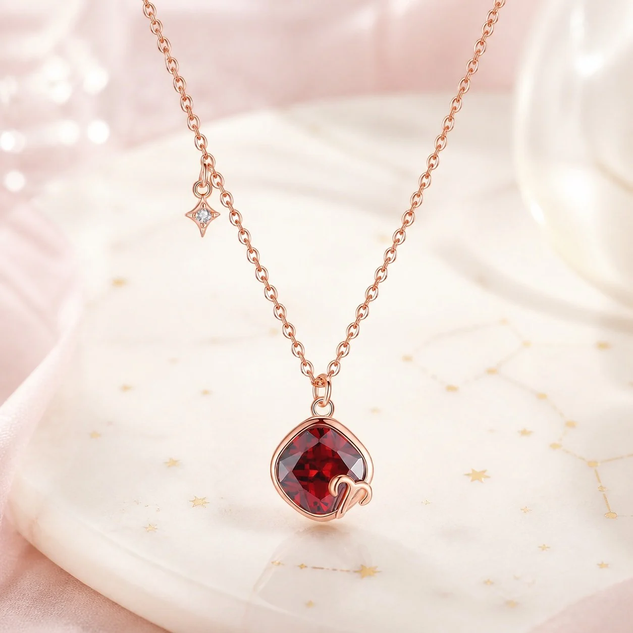 Rose Gold Crystal Zodiac Necklace