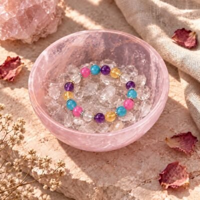 Natural Rose Quartz & Clear Quartz Crystal Cleansing Bowl Collection