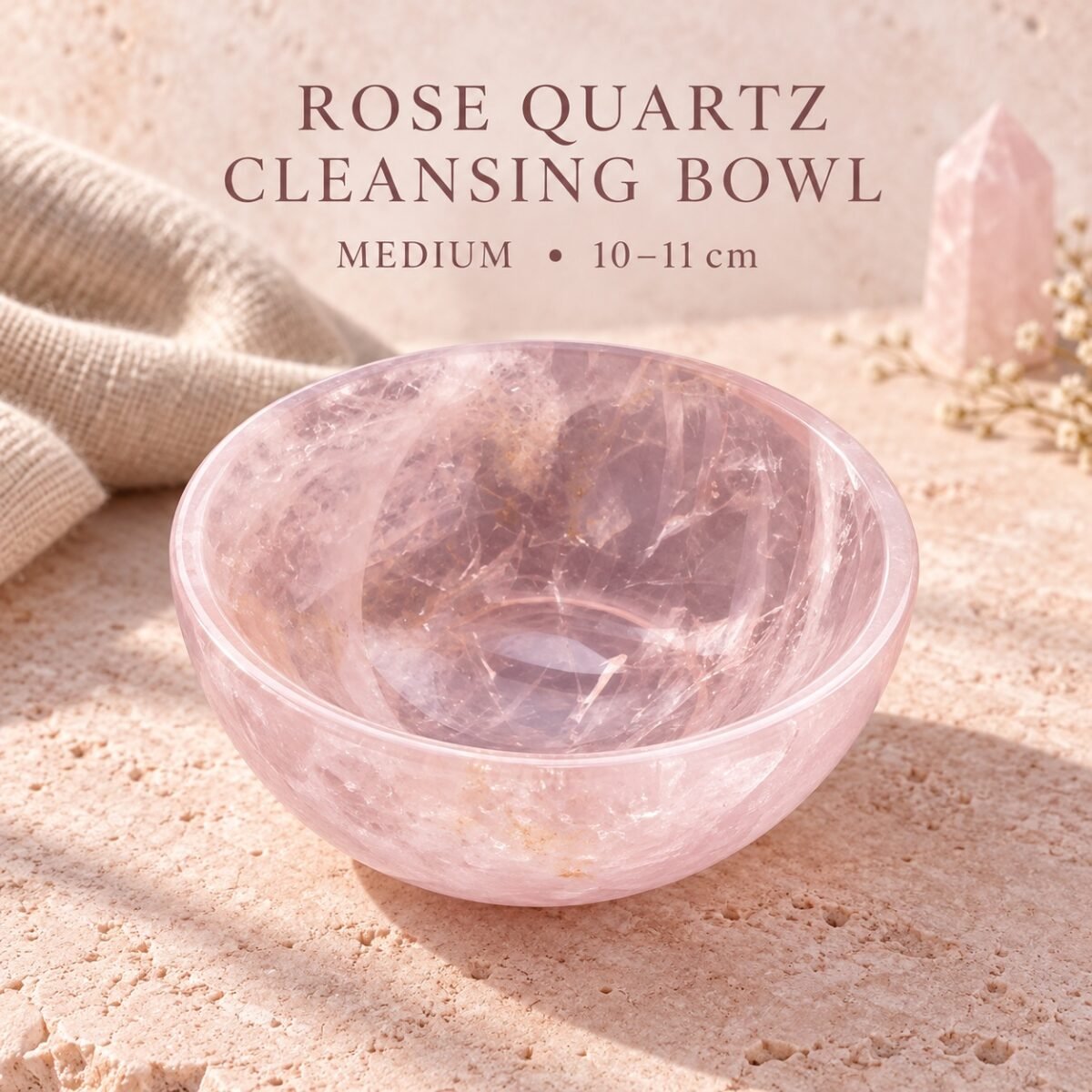 Natural Rose Quartz & Clear Quartz Crystal Cleansing Bowl Collection