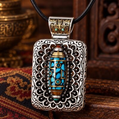 Rotating Dzi Bead Protection Amulet Necklace