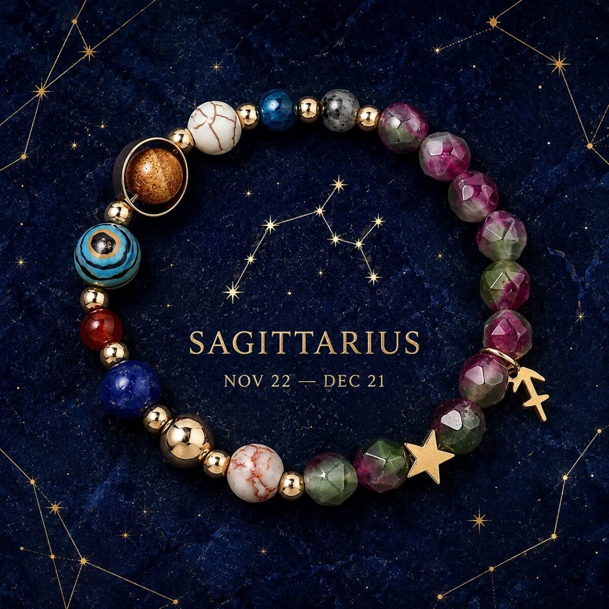 sagittarius-zodiac-red-green-faceted-bracelet-01-product-v2 Sagittarius Vitality Zodiac Faceted Crystal Bracelet