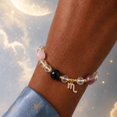 Scorpio Shadow & Gold Zodiac Crystal Bracelet