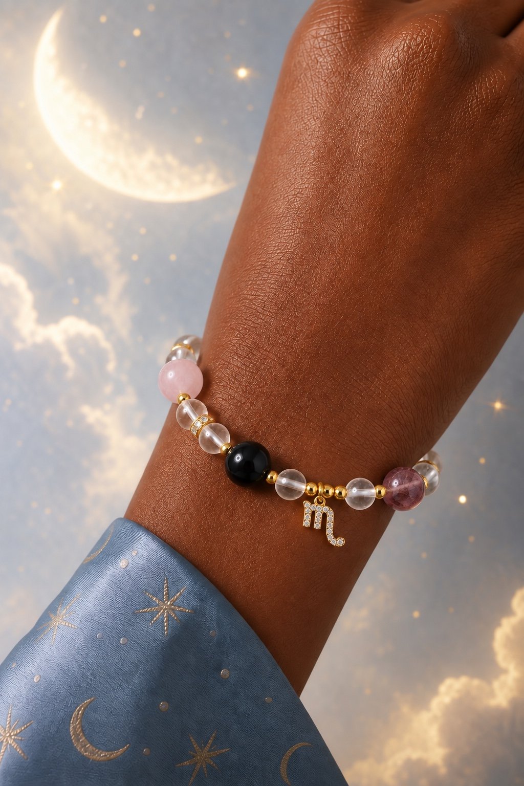 Scorpio Shadow & Gold Zodiac Crystal Bracelet