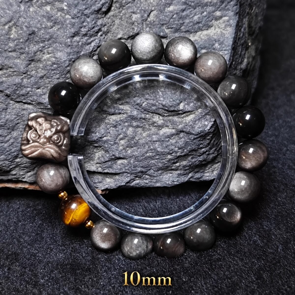 Awakened Lion Tiger Eye & Obsidian Protection Bracelet