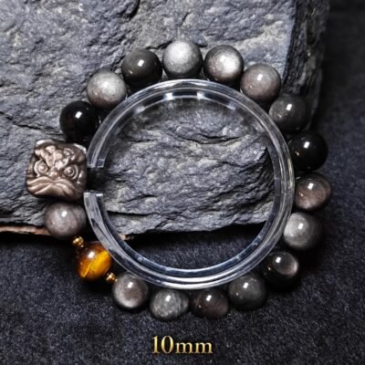 Awakened Lion Tiger Eye & Obsidian Protection Bracelet