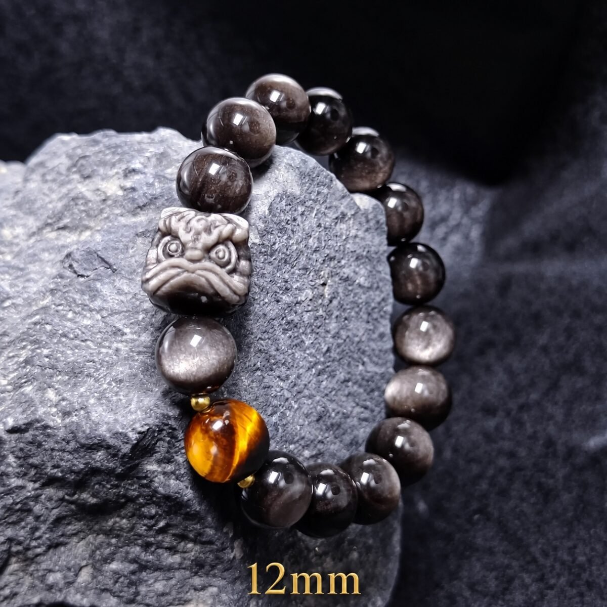 Awakened Lion Tiger Eye & Obsidian Protection Bracelet