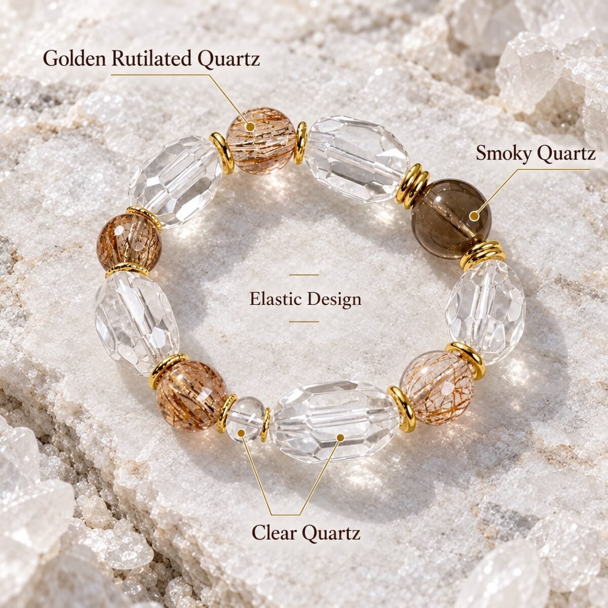 Smoky Quartz & Golden Rutile Clarity Bracelet