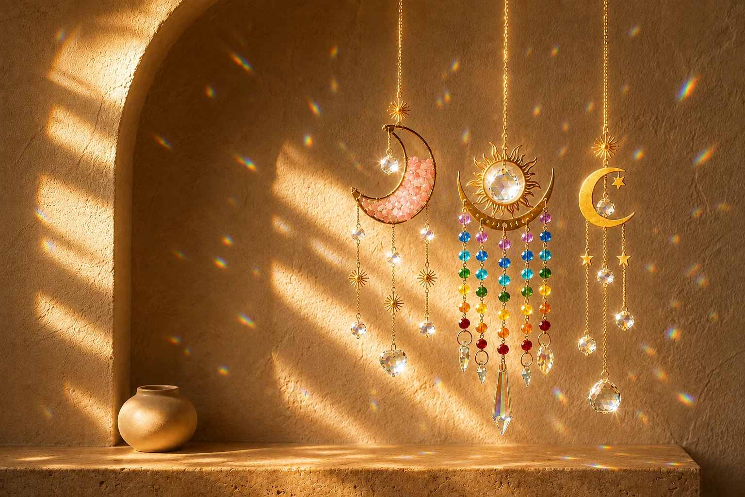 A curated collection of Himalayan Ritual crystal suncatchers