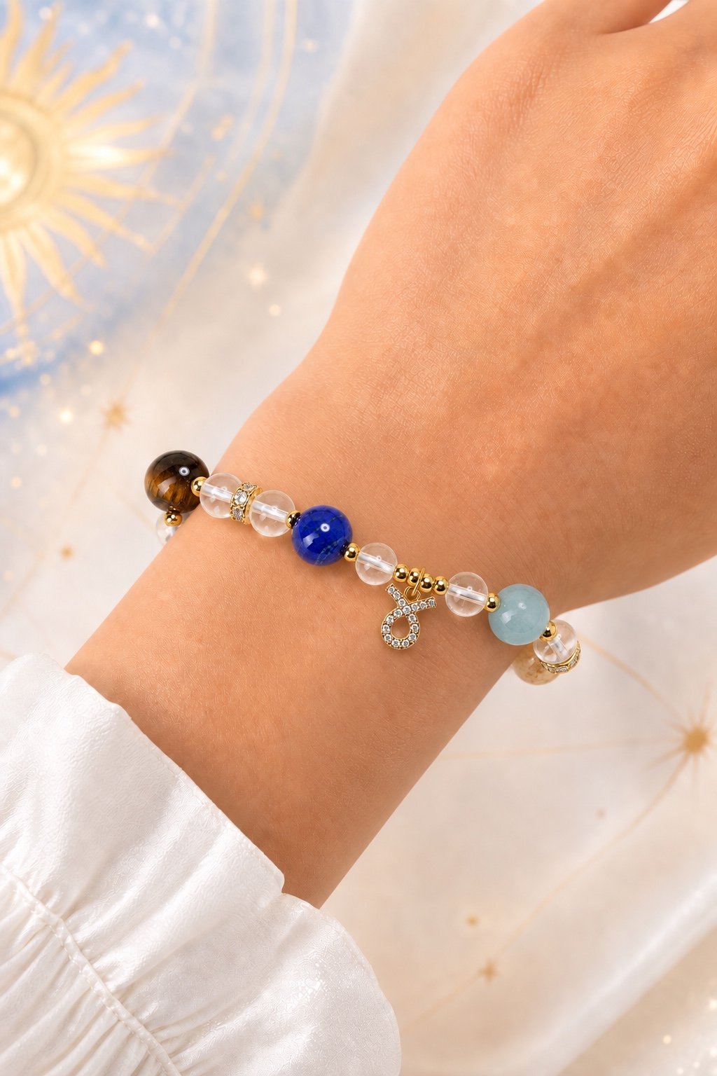 taurus-03-worn-light-v2 Taurus Grounded Bloom Zodiac Crystal Bracelet