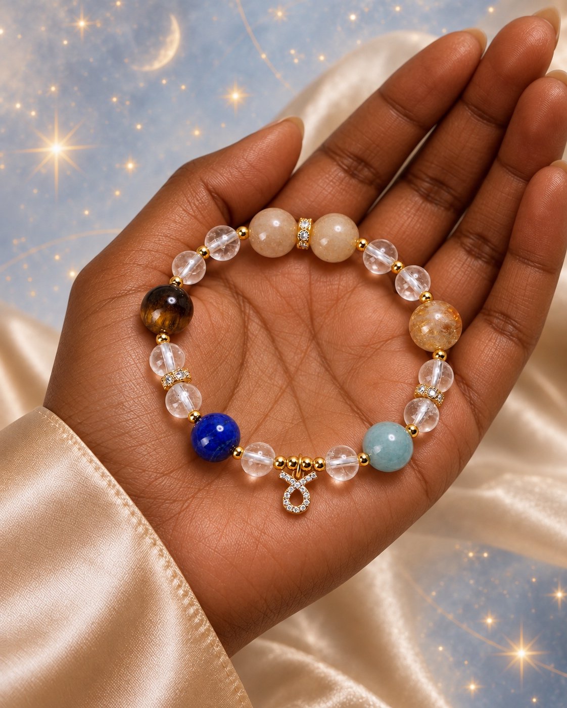 taurus-04-worn-deep-v2 Taurus Grounded Bloom Zodiac Crystal Bracelet