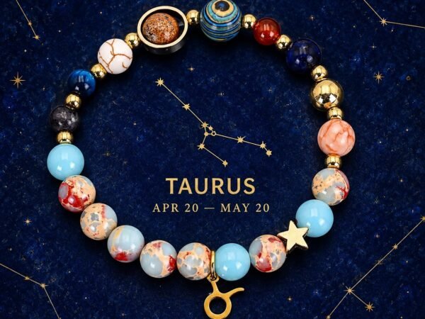 taurus-zodiac-light-planetary-bead-bracelet-01-product-v2 Taurus Planetary Bracelet with sky-blue, cream, and pale marbled natural-stone beads