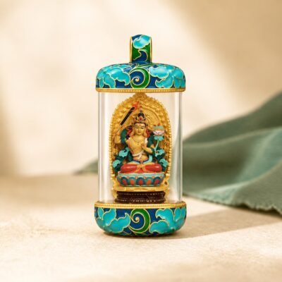 Tibetan Artisan Hand-Painted Thangka Pendant Necklace