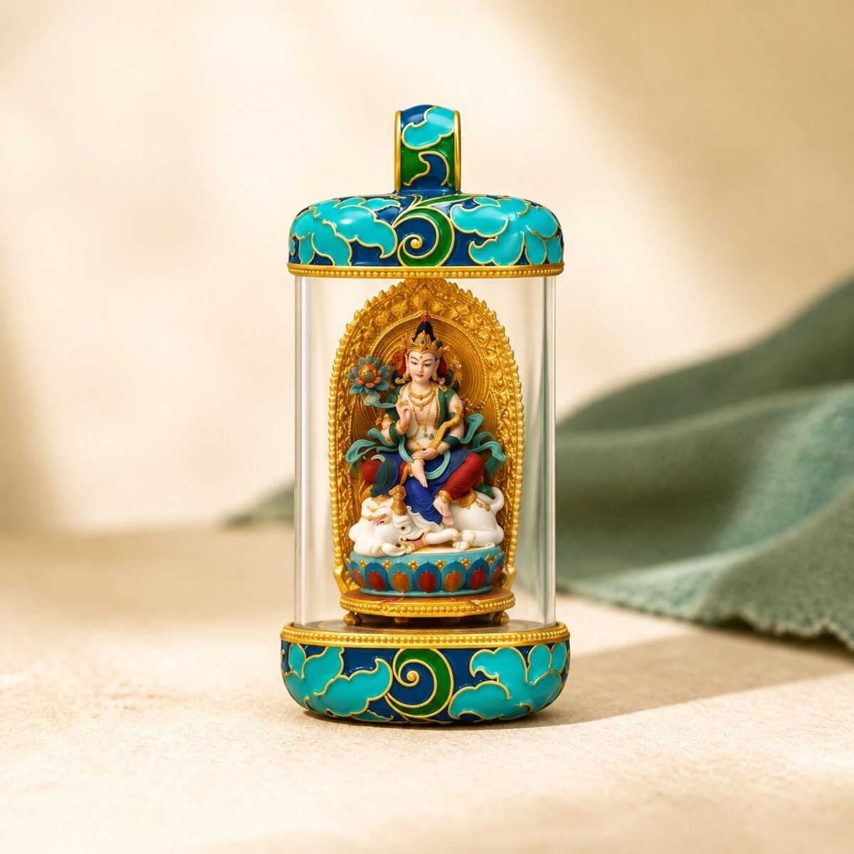 Tibetan Artisan Hand-Painted Thangka Pendant Necklace