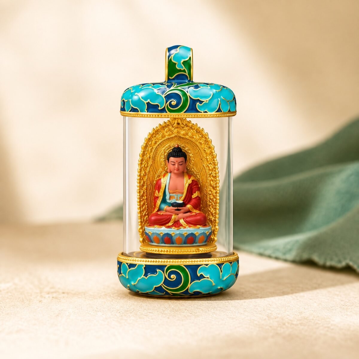 Tibetan Artisan Hand-Painted Thangka Pendant Necklace