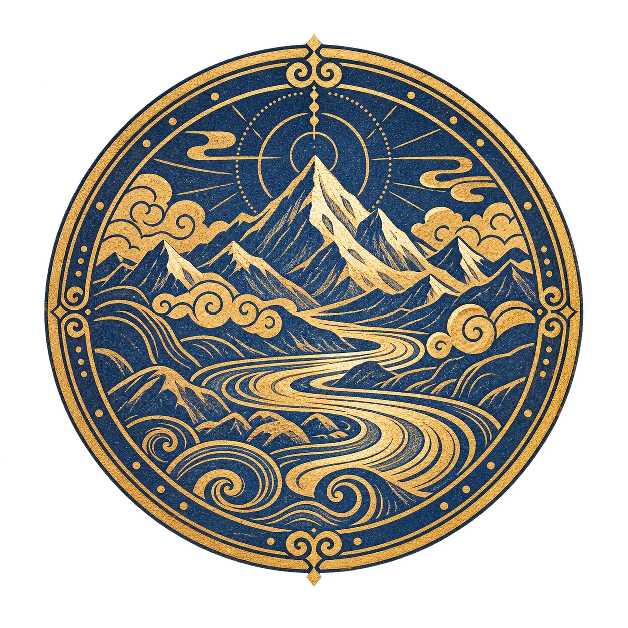 tibetan ornament mountain indigo