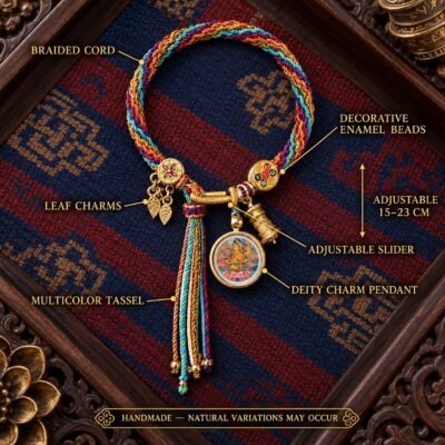 Tibetan Sacred Deity Charm Cord Bracelet