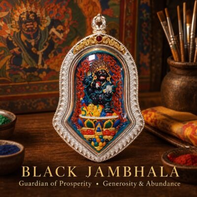 Tibetan Hand-Painted Ghau Pendant — 7 Sacred Motifs