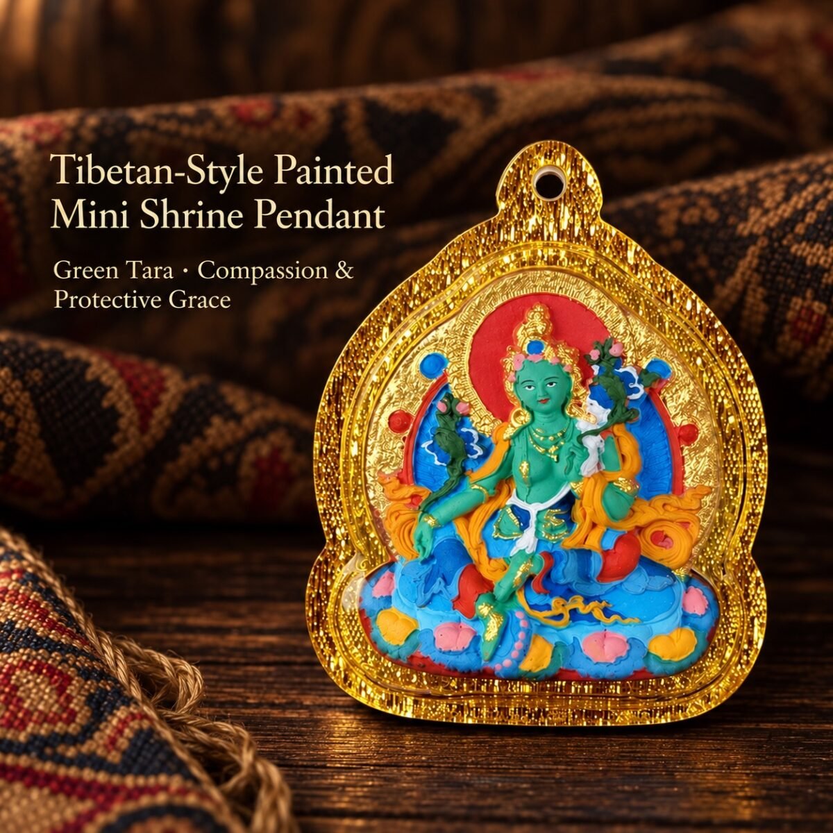 tibetan-style-painted-mini-shrine-pendant-green-tara-v2 Tibetan Hand-Painted Mini Shrine Pendant