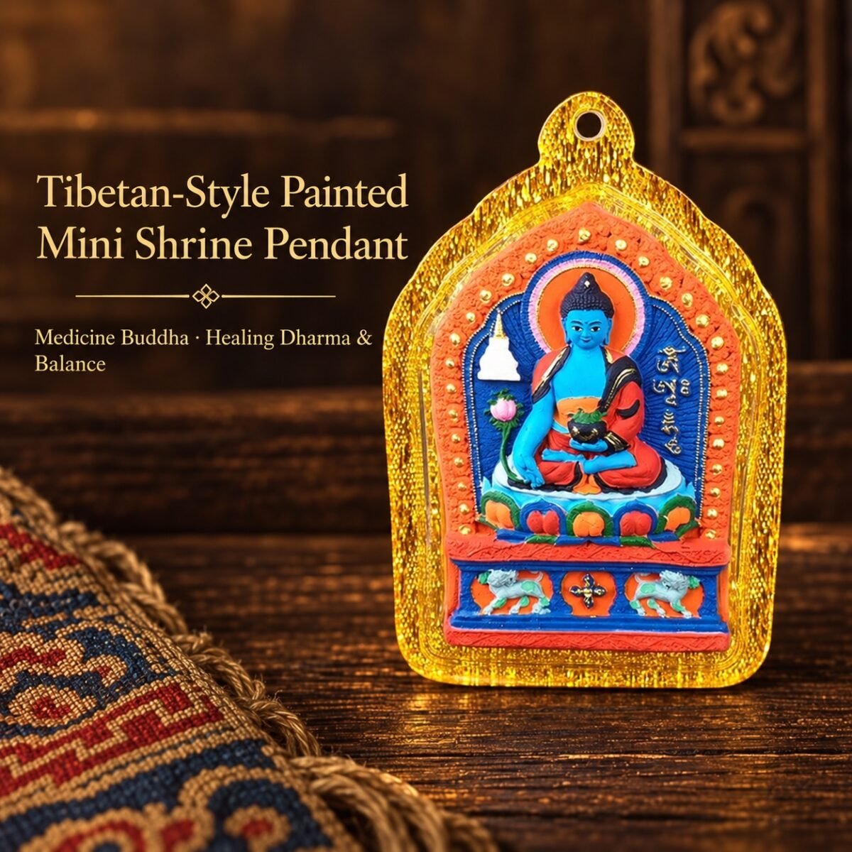 tibetan-style-painted-mini-shrine-pendant-medicine-buddha-dharma-seat-v2 Tibetan Hand-Painted Mini Shrine Pendant