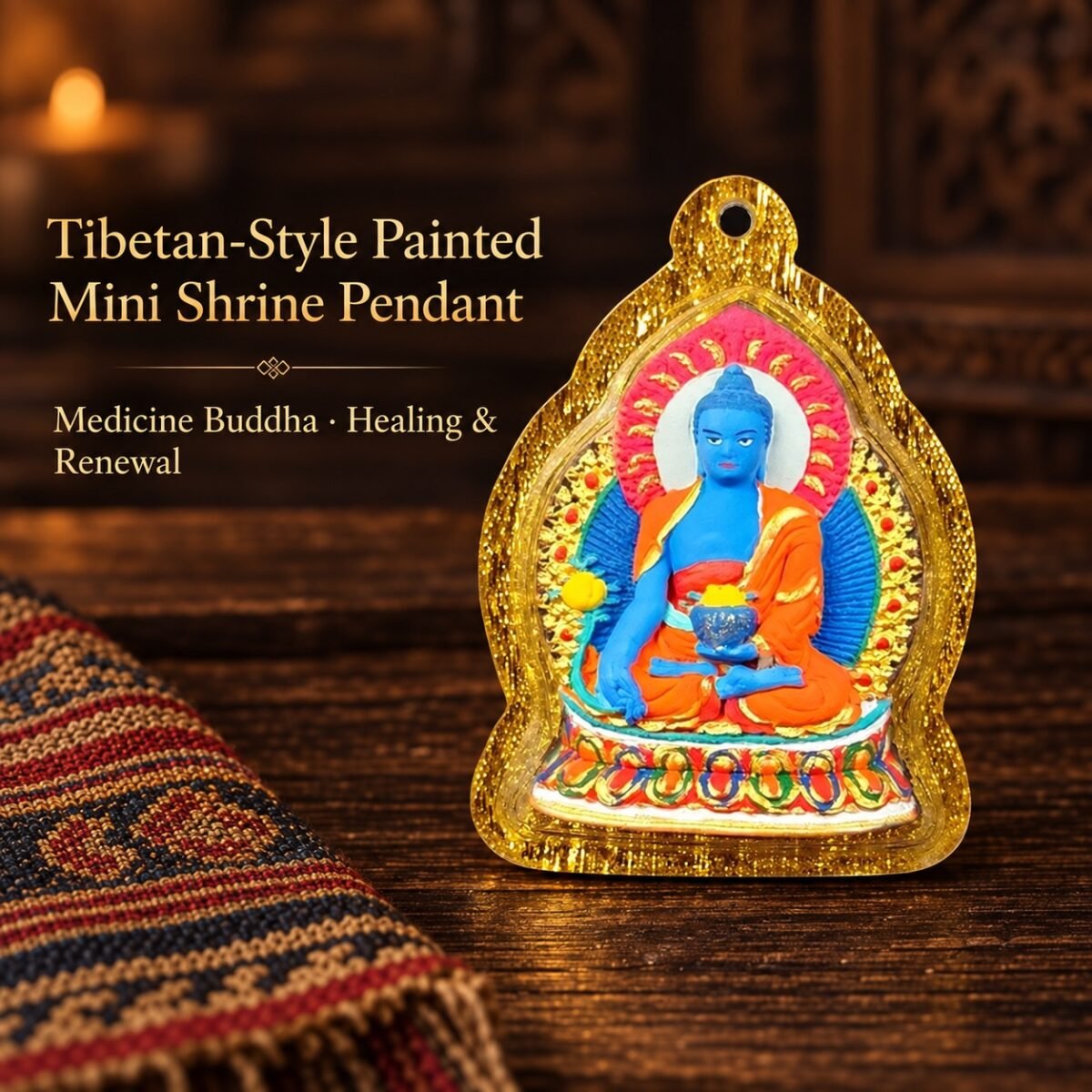 tibetan-style-painted-mini-shrine-pendant-medicine-buddha-v2 Tibetan Hand-Painted Mini Shrine Pendant