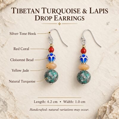 Tibetan Turquoise & Lapis Drop Earrings