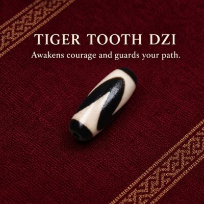 tiger-tooth-dzi-v2 Tibetan Dzi Bead for DIY Mala — 20 Sacred Motifs