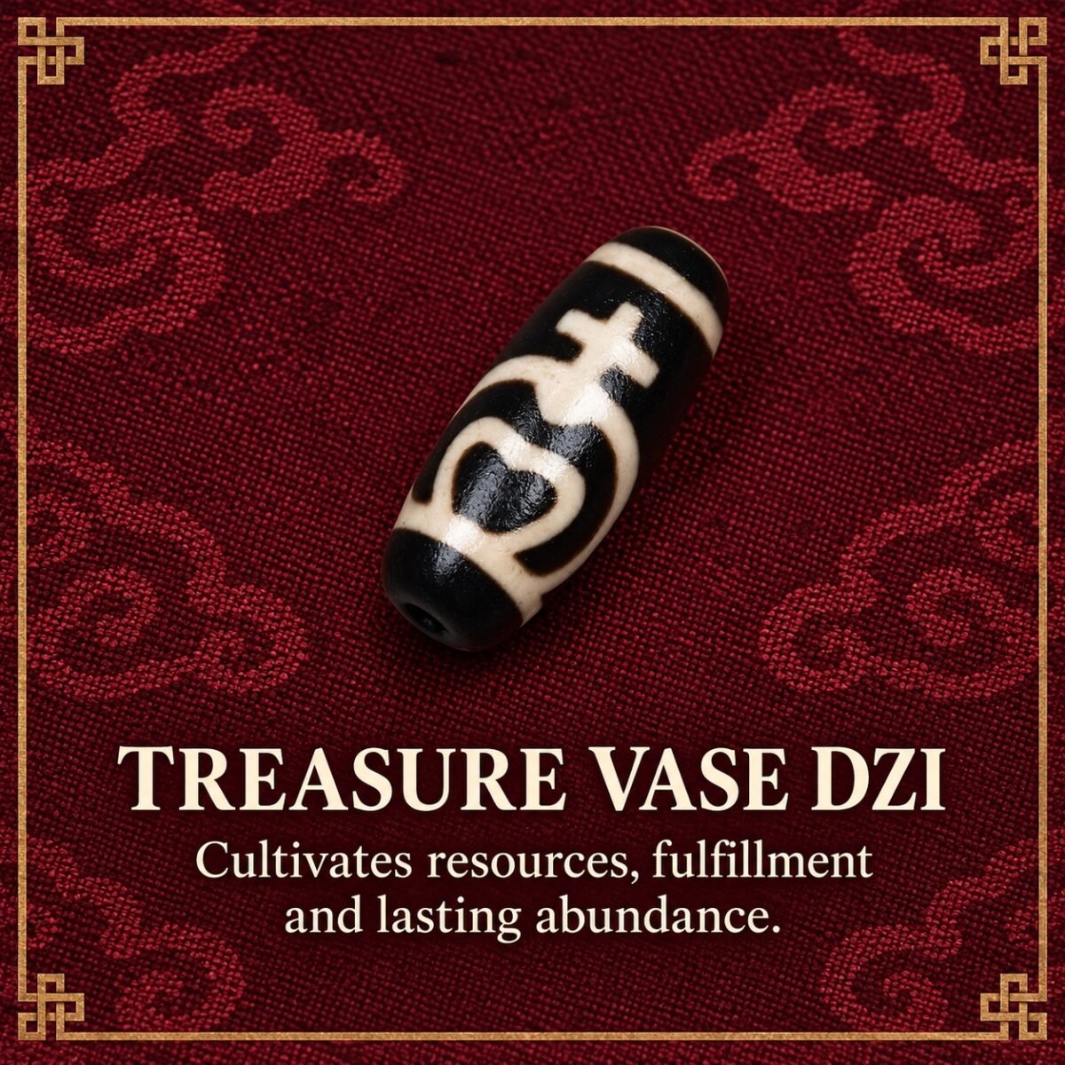 treasure-vase-dzi-v2 Tibetan Dzi Bead for DIY Mala — 20 Sacred Motifs