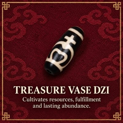 treasure-vase-dzi-v2 Tibetan Dzi Bead for DIY Mala — 20 Sacred Motifs